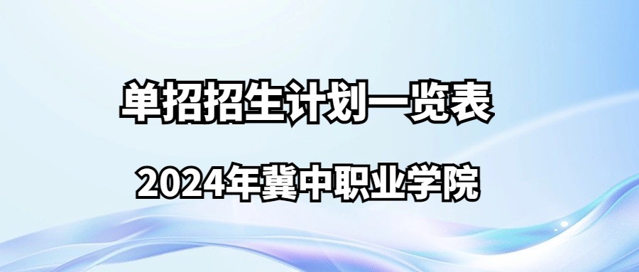 2024年冀中职业学院单招招生计划一览表