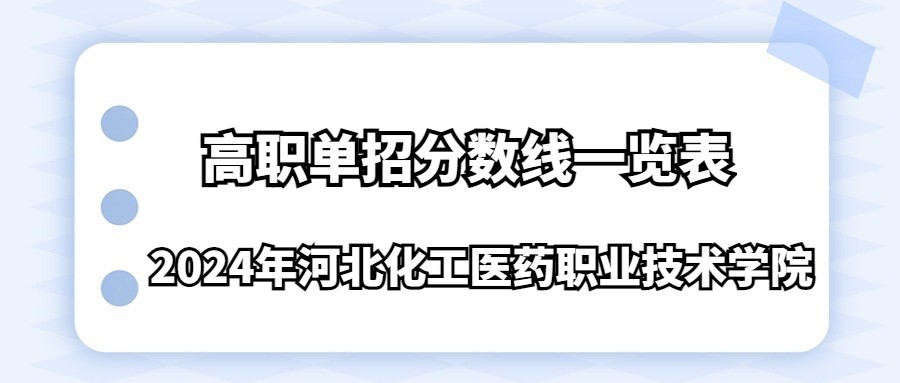 2024年河北化工医药职业技术学院高职单招分数线一览表