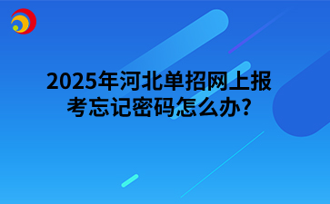 2025年河北单招网上报考忘记密码怎么办?