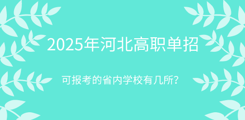 2025年河北高职单招可报考的省内学校有几所？