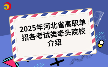 2025年河北省高职单招各考试类牵头院校介绍