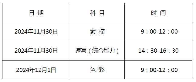 2025年河北高考美术与设计类专业考试时间安排