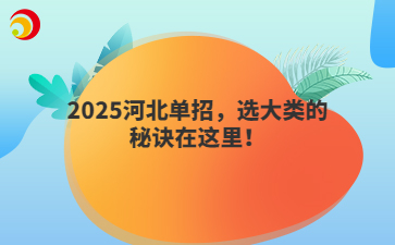 2025河北单招，选大类的秘诀在这里！