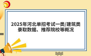 2025年河北单招考试一类/建筑类录取数据、推荐院校等概况